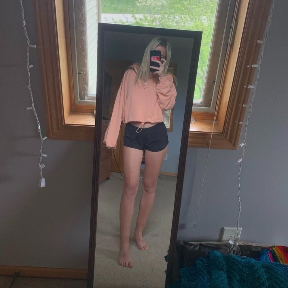 Forever 21 Coral Cropped Quarter Zip Up